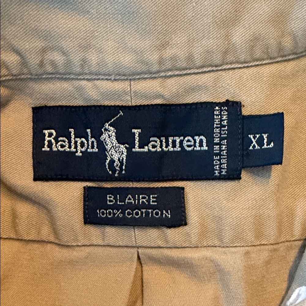 Polo by Ralph Lauren Men's Long Sleeved Button Down Shirt In Khaki Color XL - Picture 3 of 3